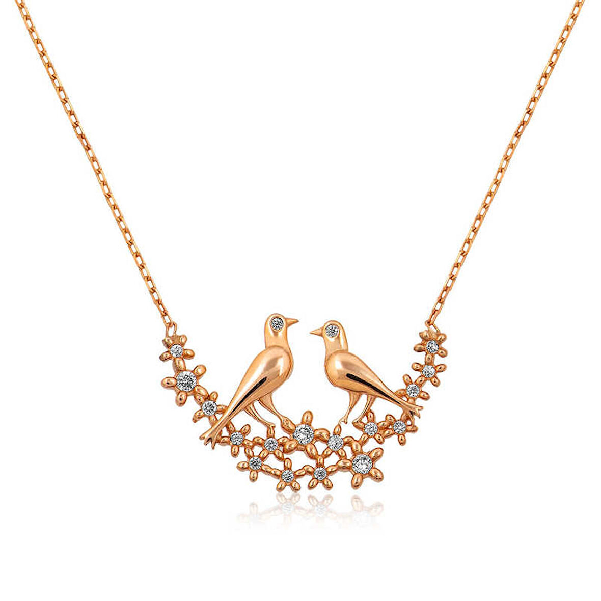 STİLLOVE Gümüş Çifte Kumrular Kadın Kolye