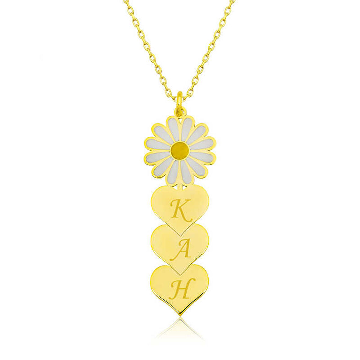 STİLLOVE ​Gümüş Gold Kişiye Özel Kalpli Papatya Kolye