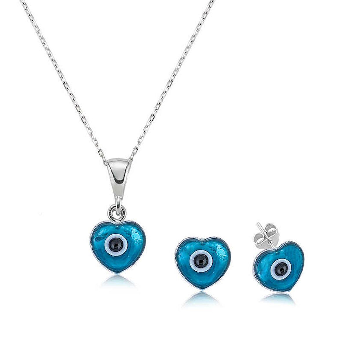 STİLLOVE Gümüş Kalpli Nazar Bayan Set