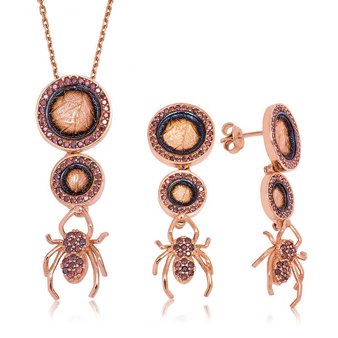 STİLLOVE Gümüş Örümcek ve Yaprak Bayan Set