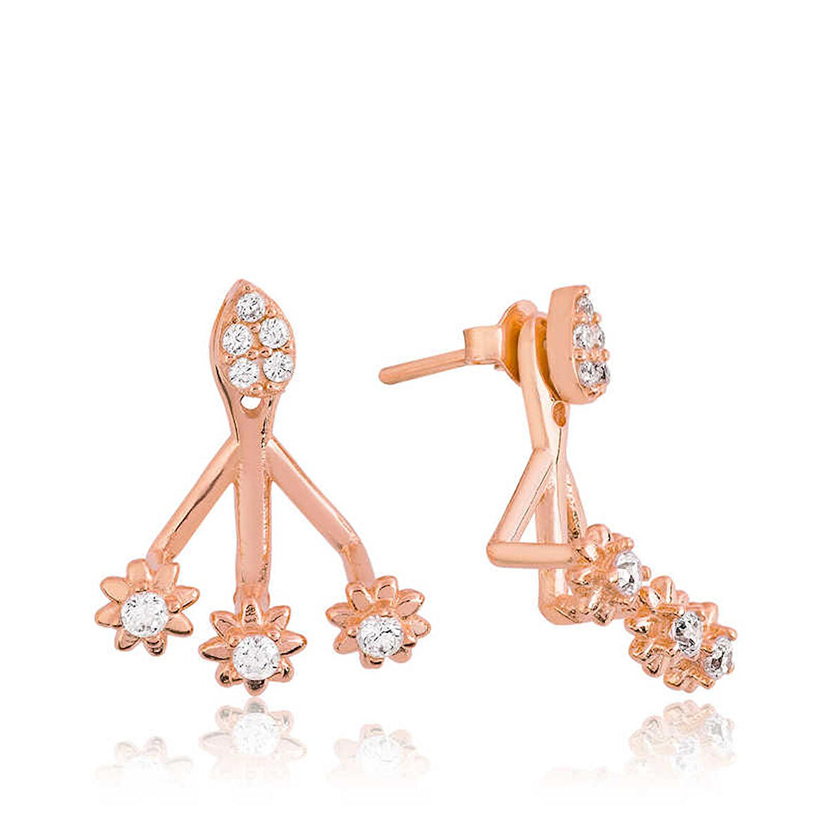 STİLLOVE Gümüş Rose Sihirli Çiçek Küpe