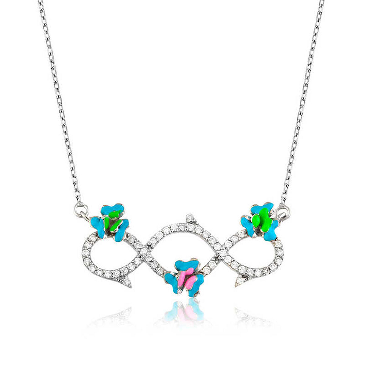 STİLLOVE Gümüş Çiçekli Sonsuzluk Kadın Kolye