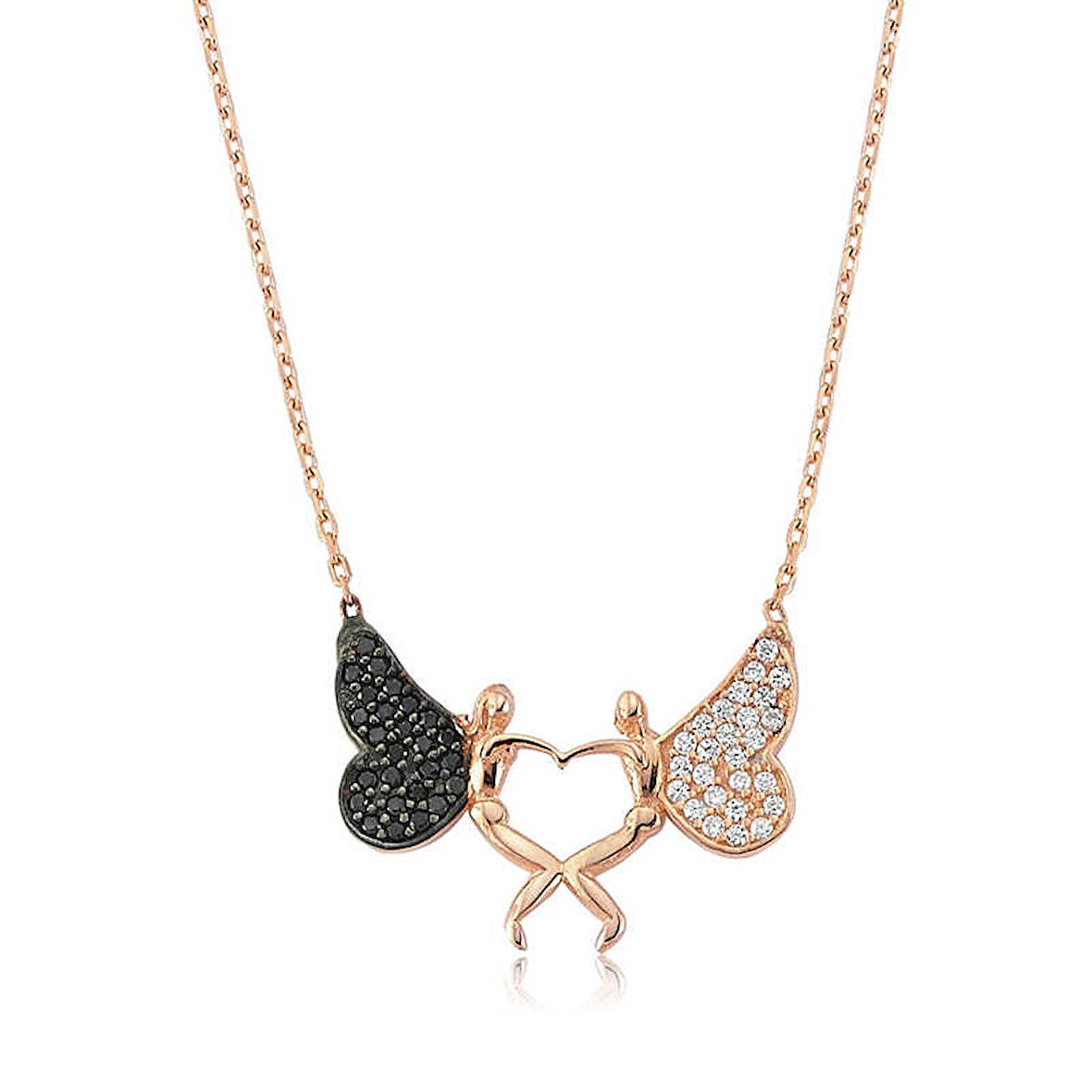 STİLLOVE Gümüş Kalpli Melek Kadın Kolye