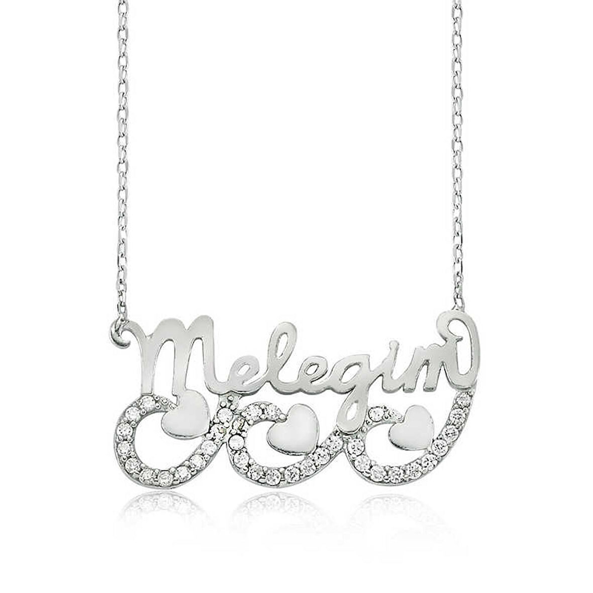 STİLLOVE Gümüş Meleğim Yazılı Kalpli Kadın Kolye