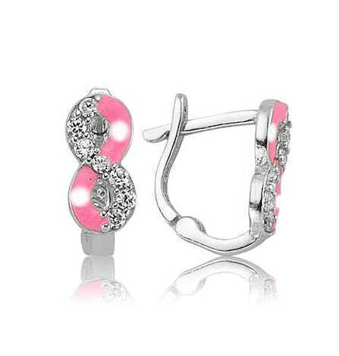 STİLLOVE Gümüş Pembe Sonsuzluk Çocuk Küpesi