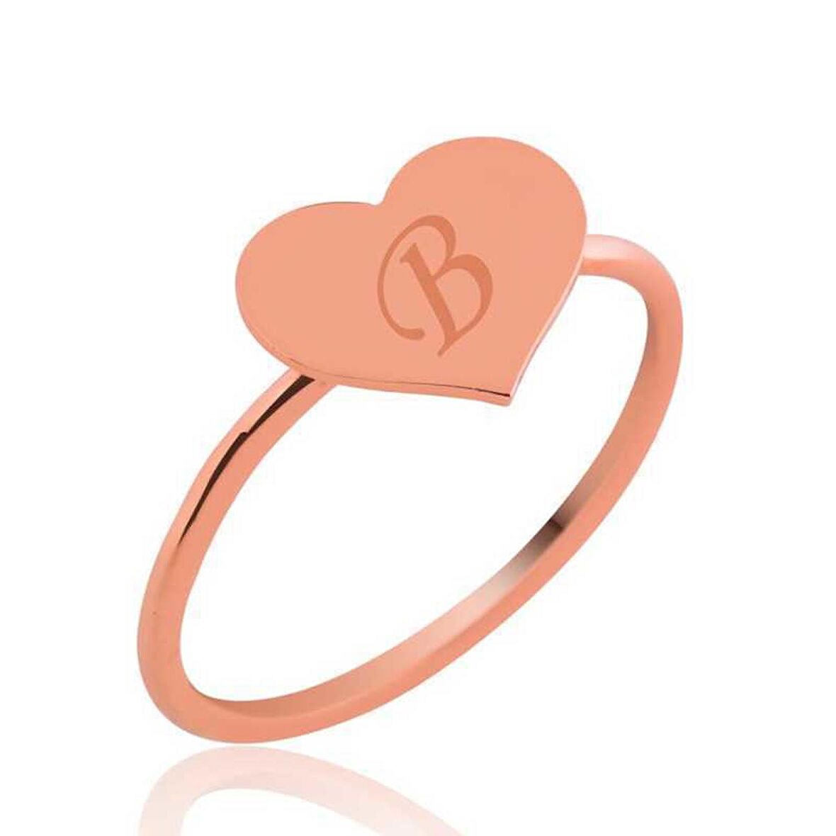 STİLLOVE Gümüş Rose Harfli Kalp Bayan Yüzük