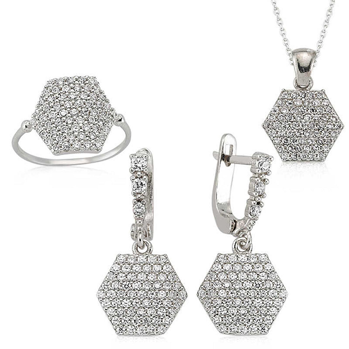 STİLLOVE Gümüş Altıgen Bayan Set