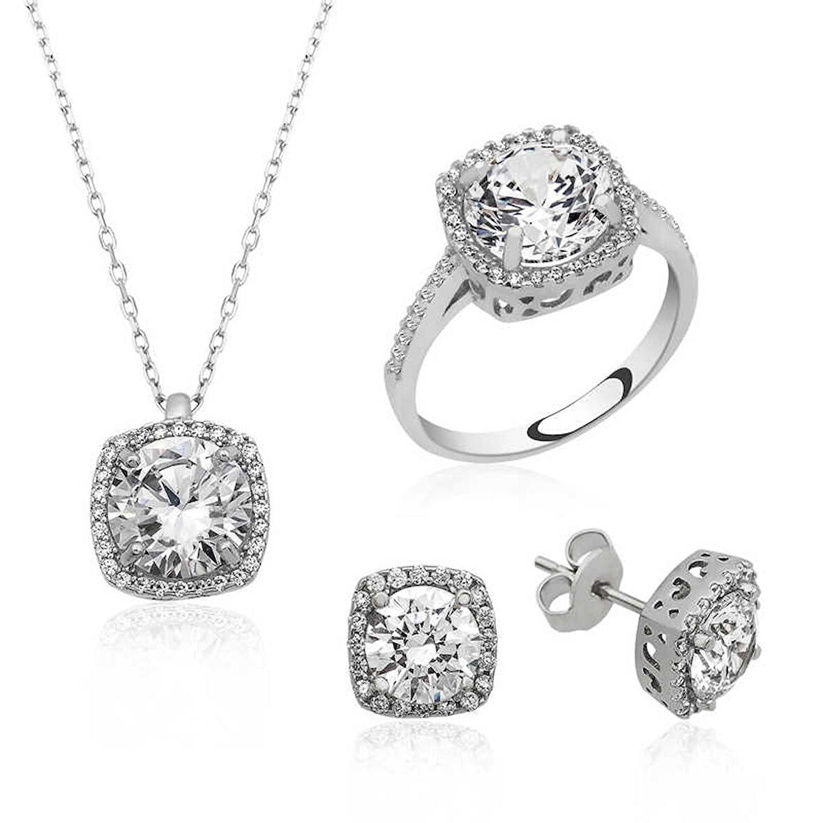 STİLLOVE Gümüş Kare Montür Bayan Set