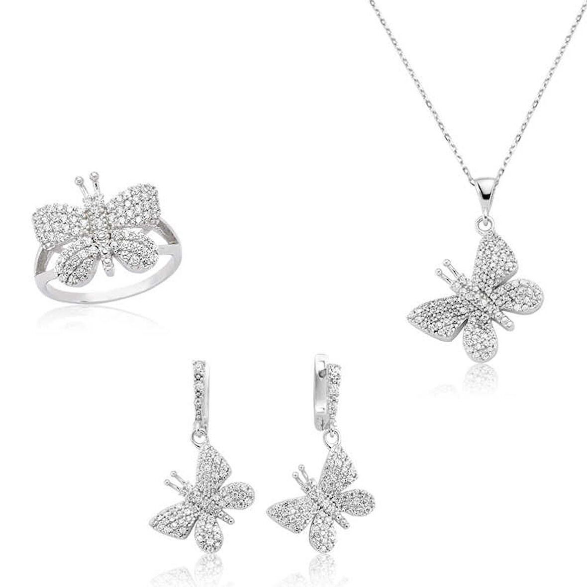 STİLLOVE Gümüş Kelebek Bayan Set