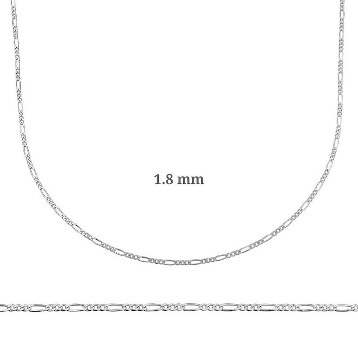 STİLLOVE 1.8 mm Gümüş Figaro Zincir - 0.50 mikron