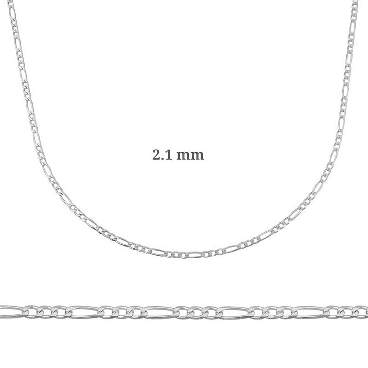 STİLLOVE 2.1 mm Gümüş Figaro Zincir - 0.60 mikron