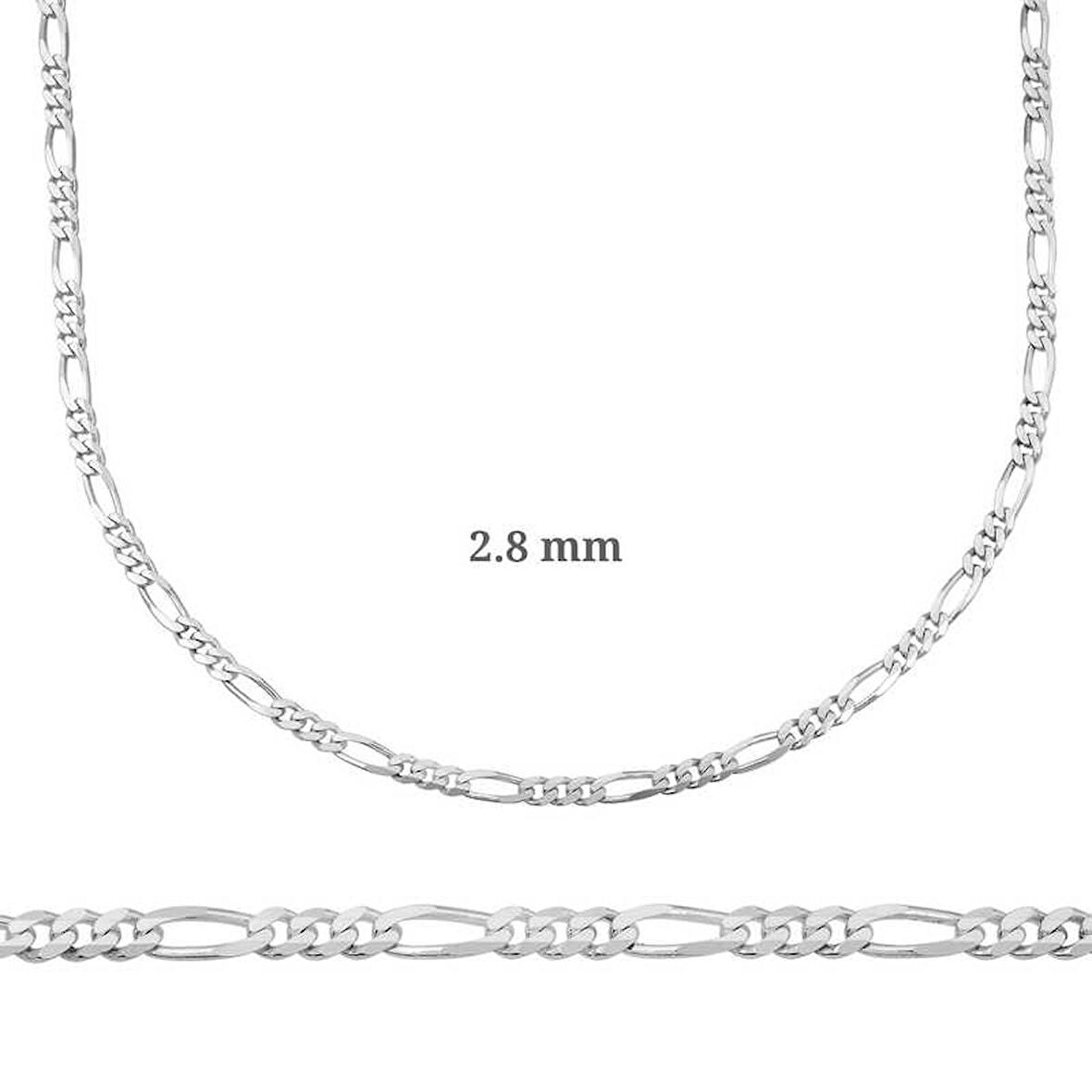 STİLLOVE 2.8 mm Gümüş Figaro Zincir - 0.80 mikron