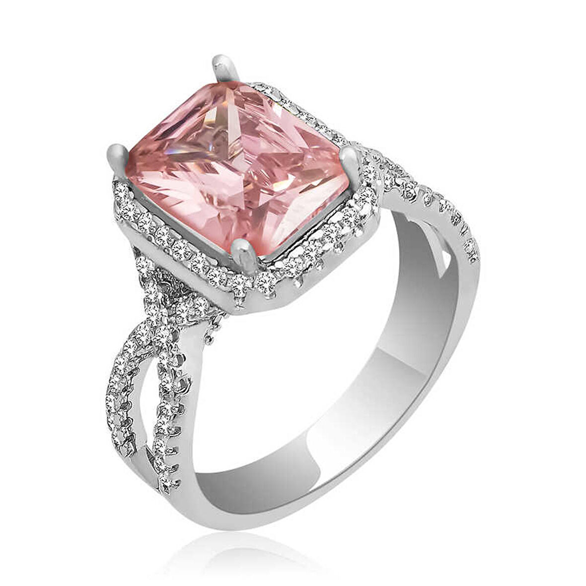 STİLLOVE Gümüş Pembe Baget Bayan Yüzük