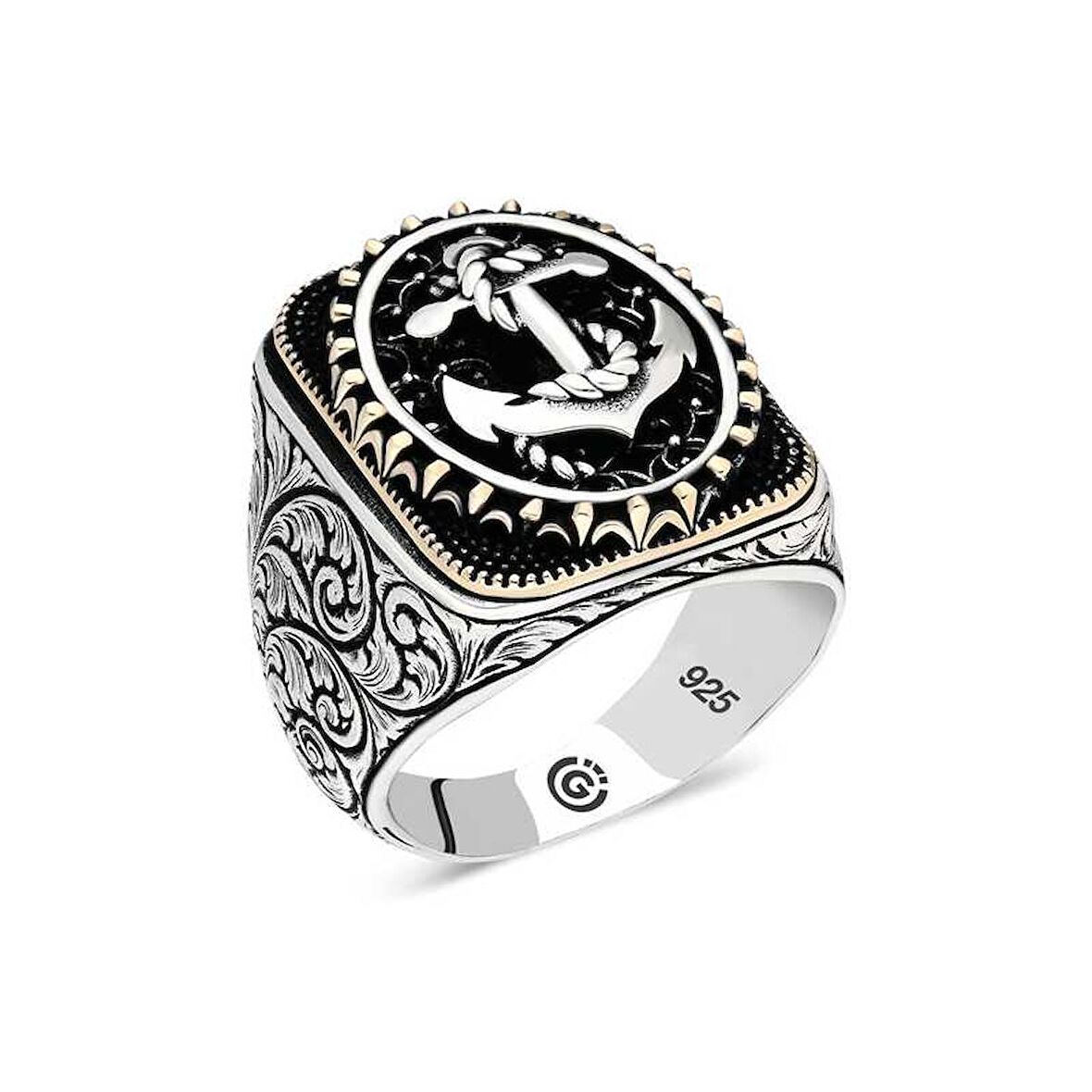 STİLLOVE Gümüş Deniz Çapası Oval Erkek Yüzük