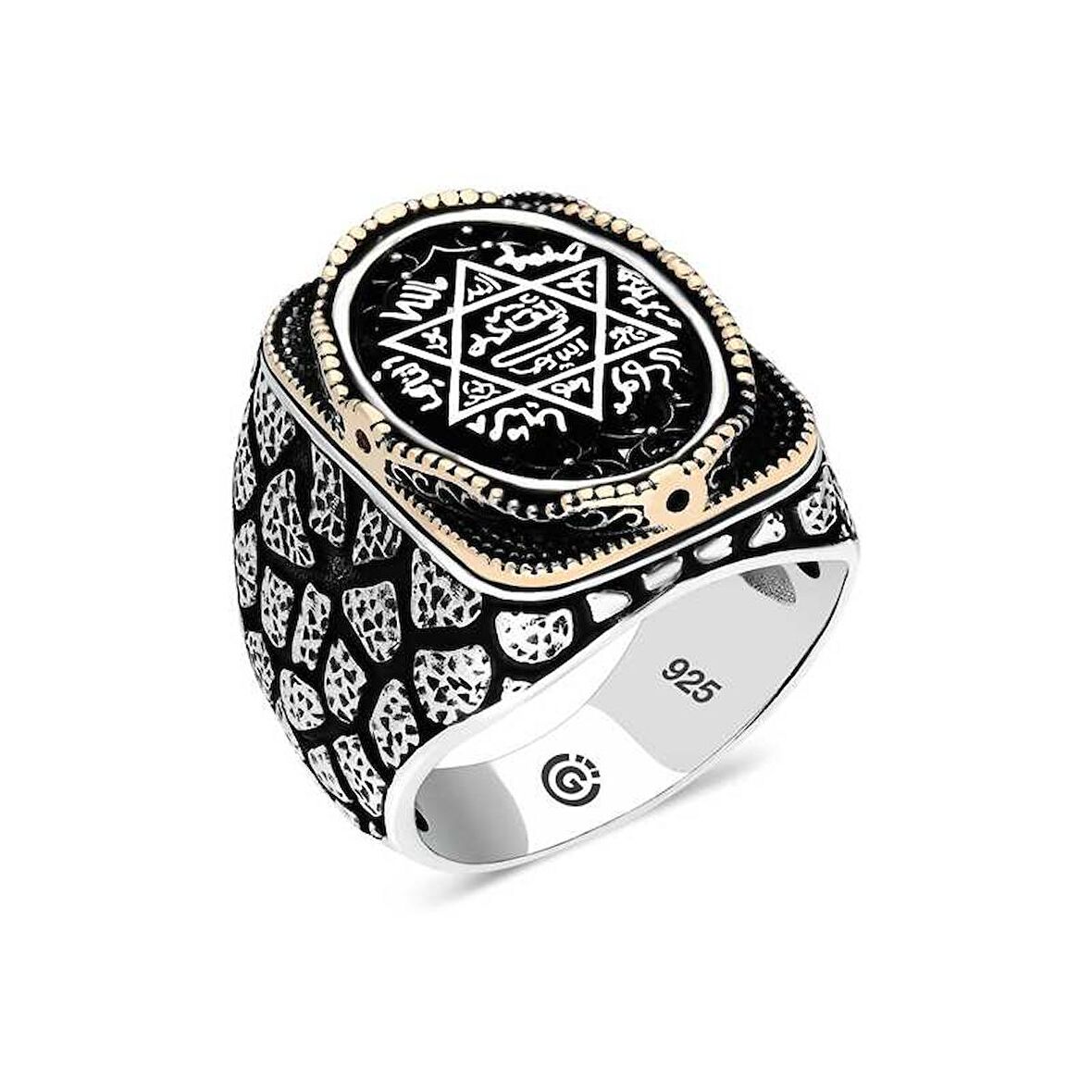 STİLLOVE Gümüş Süleyman Mührü Oval Erkek Yüzük