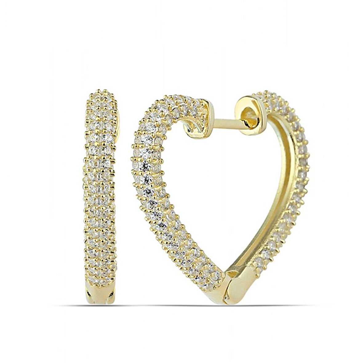 STİLLOVE Gümüş Gold Kalp Kadın Küpe