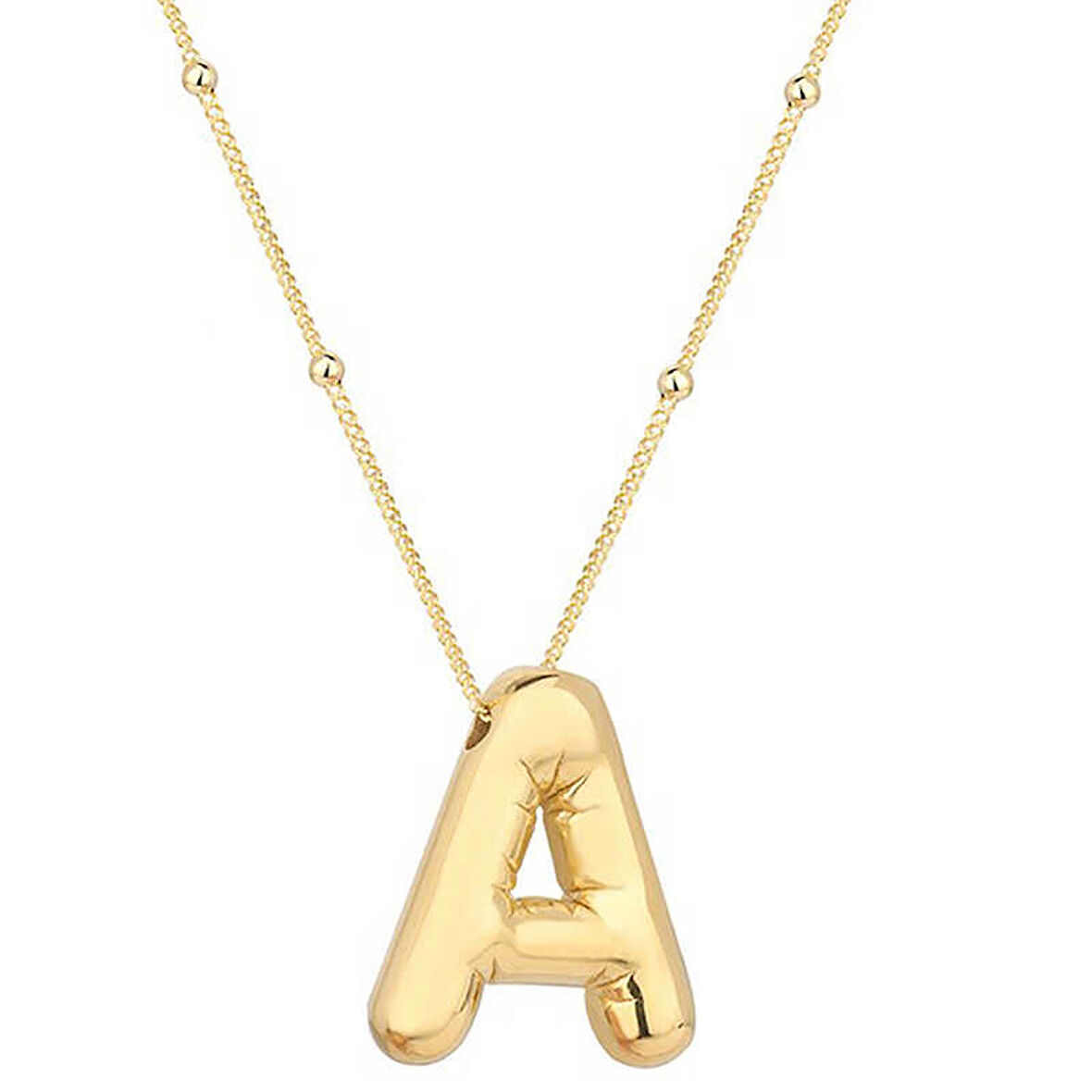 STİLLOVE Gümüş Gold Balon A Harfi Kadın Kolye