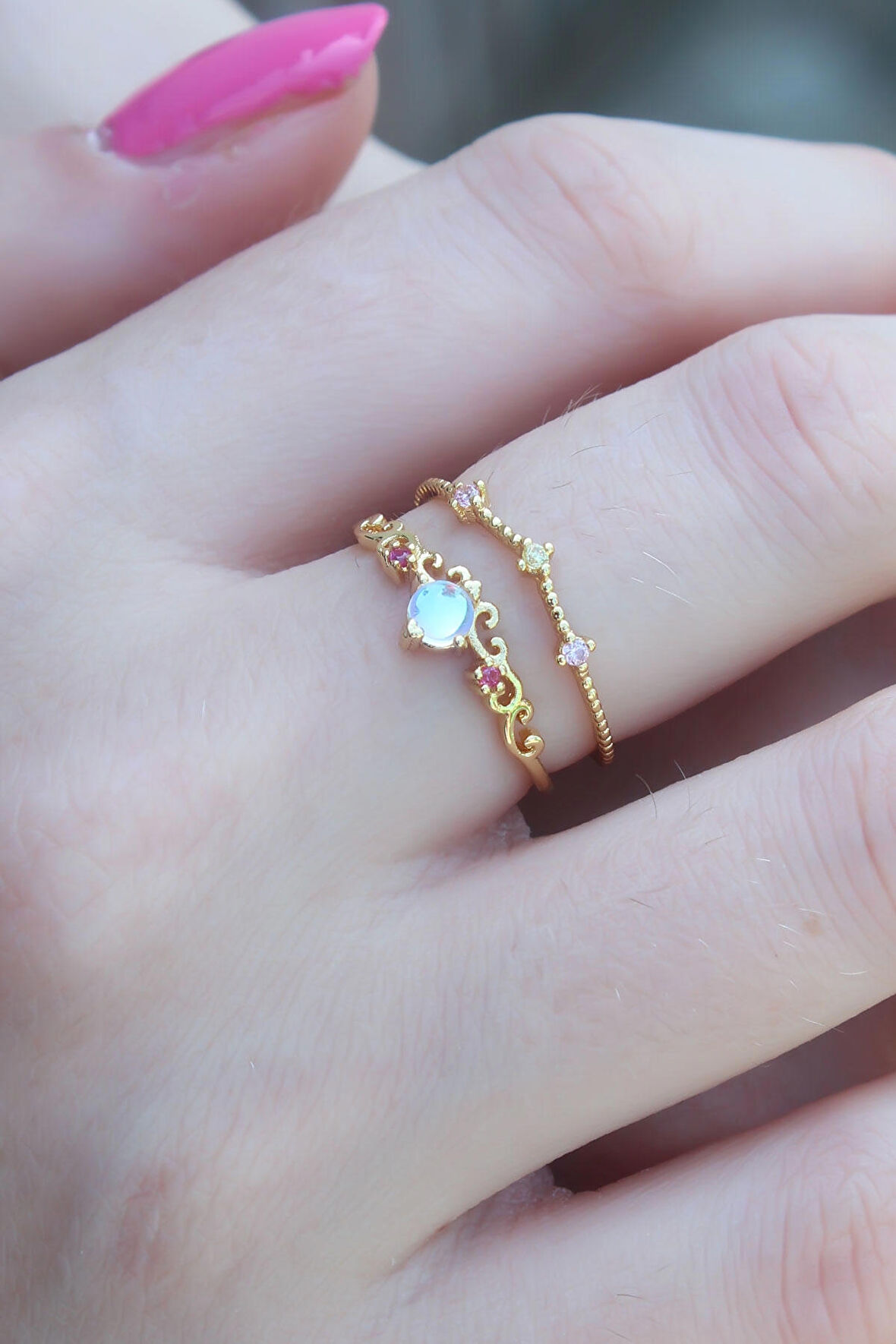 STİLLOVE Gold Renk Zirkon Taşlı Taç Model Kadın Yüzük