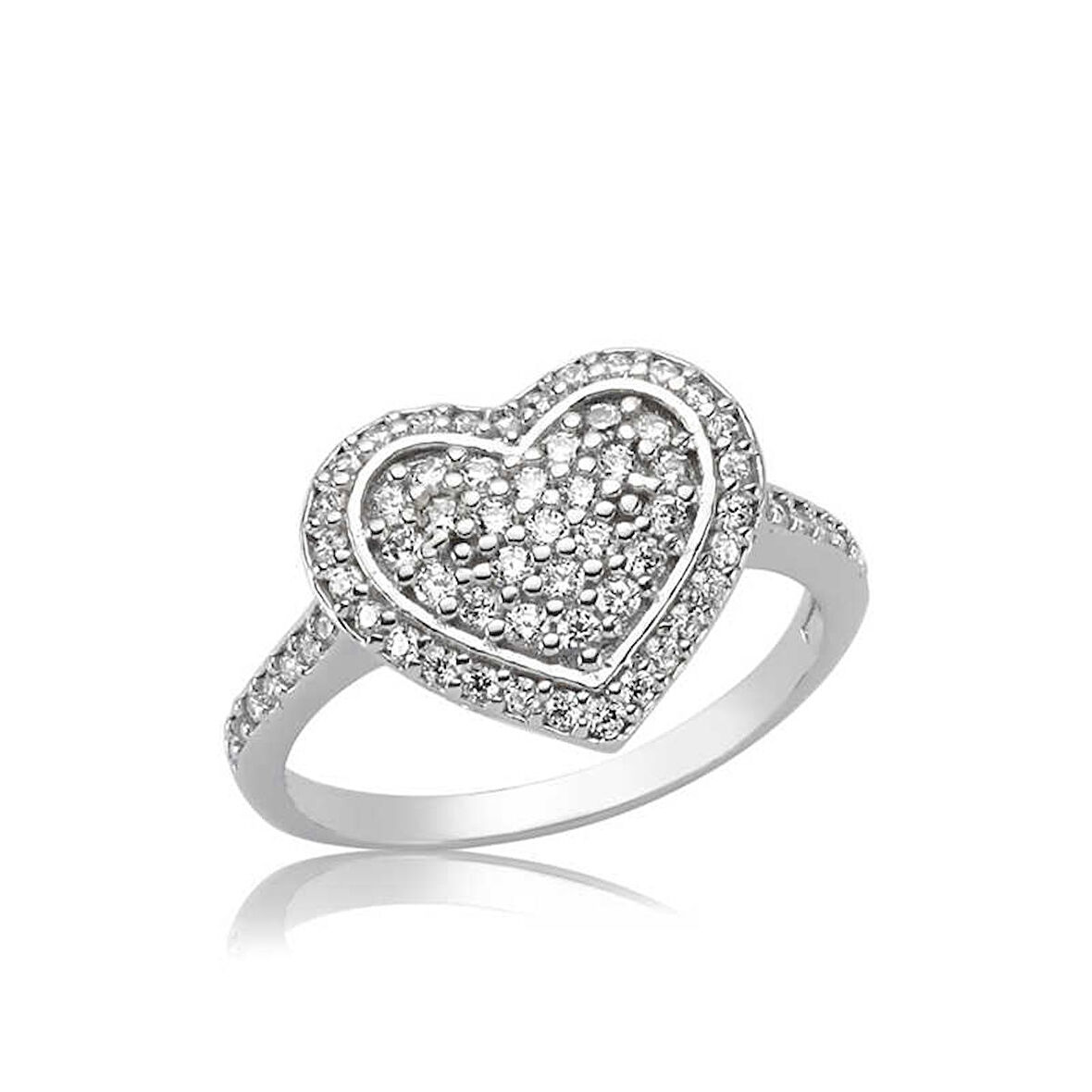 STİLLOVE Gümüş Kalpli Bayan Yüzük