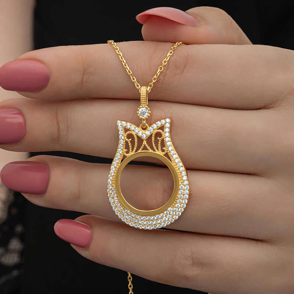 STİLLOVE Gümüş Gold Kaplama Çeyrek Altın Takılabilen Kadın Kolye