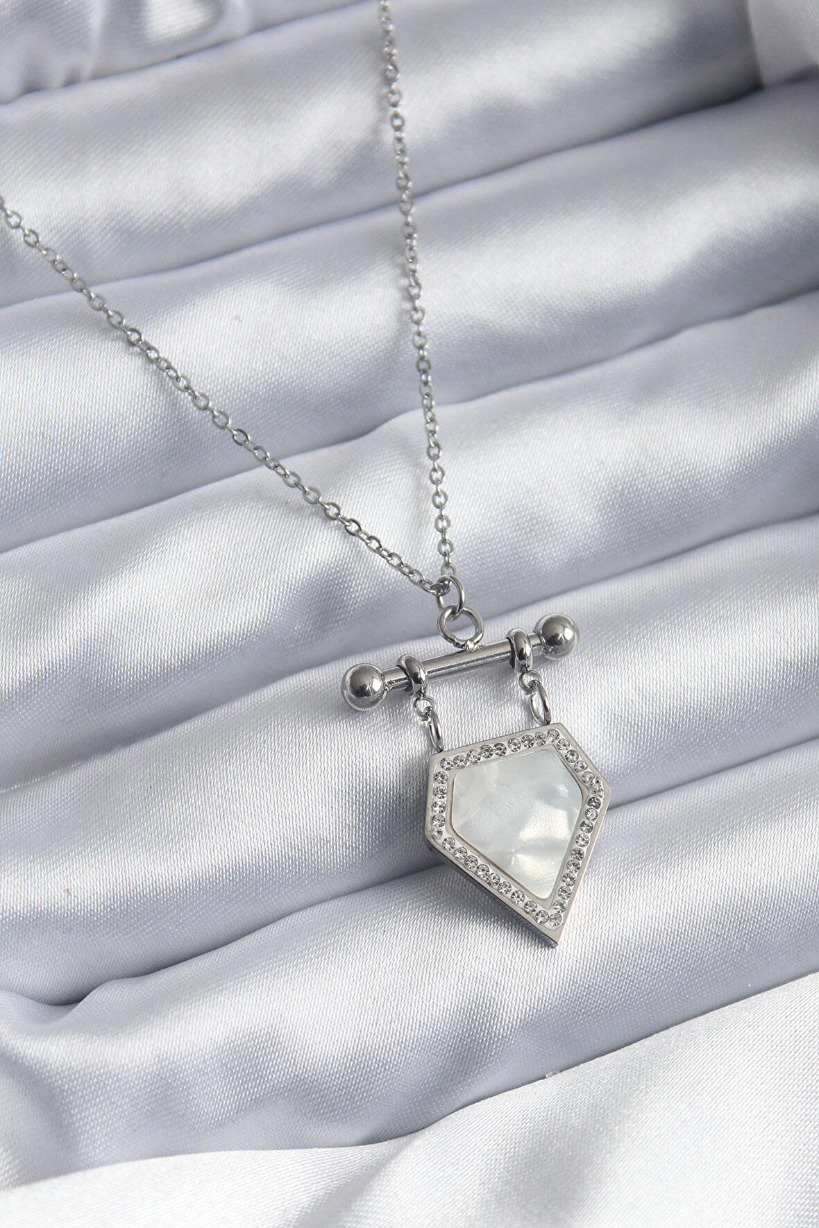 STİLLOVE 316L Çelik Gümüş Renk Zirkon Taş Detay Kadın Kolye