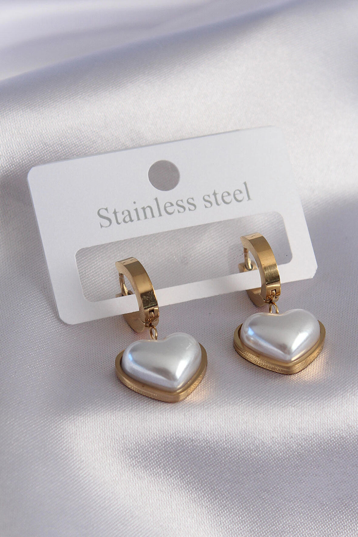 STİLLOVE 316L Çelik Gold Renk Kalp Model Kadın Küpe