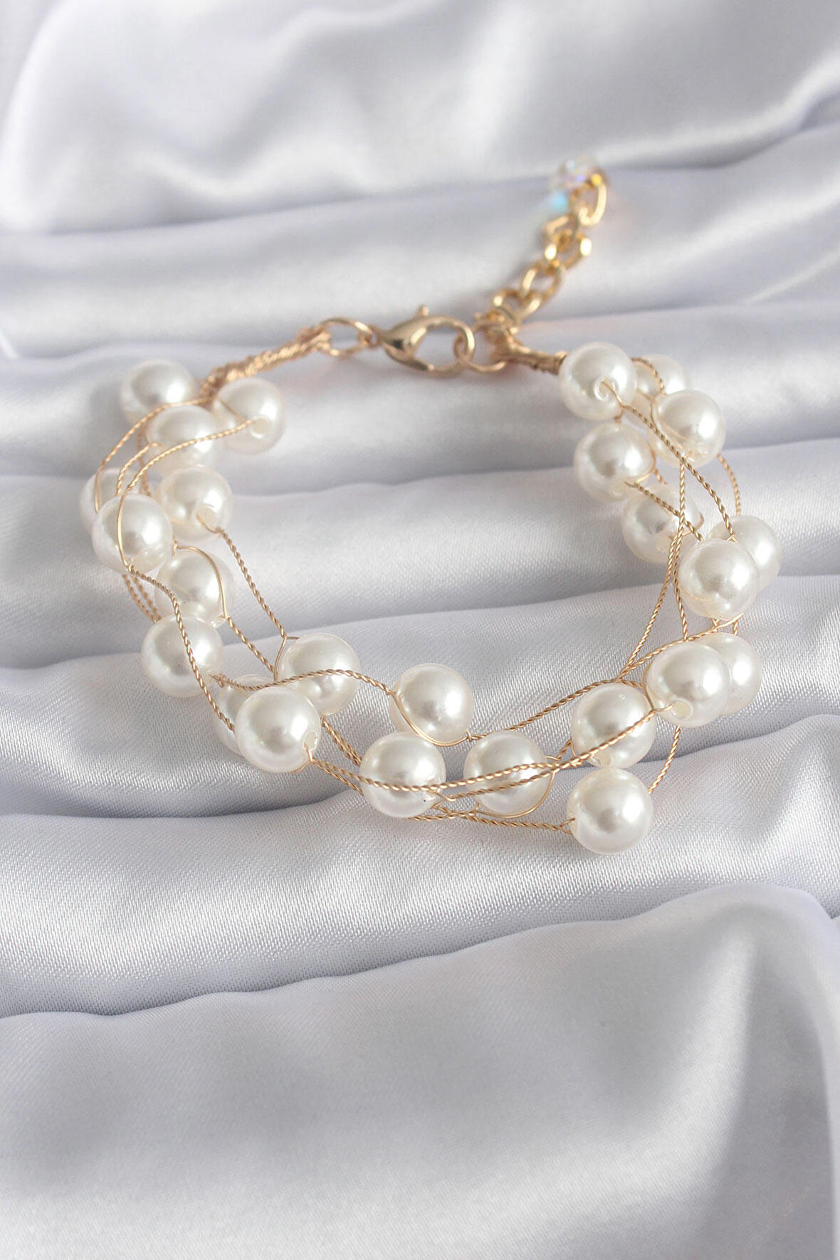 STİLLOVE Gold Renk İnci Model Kadın Bileklik