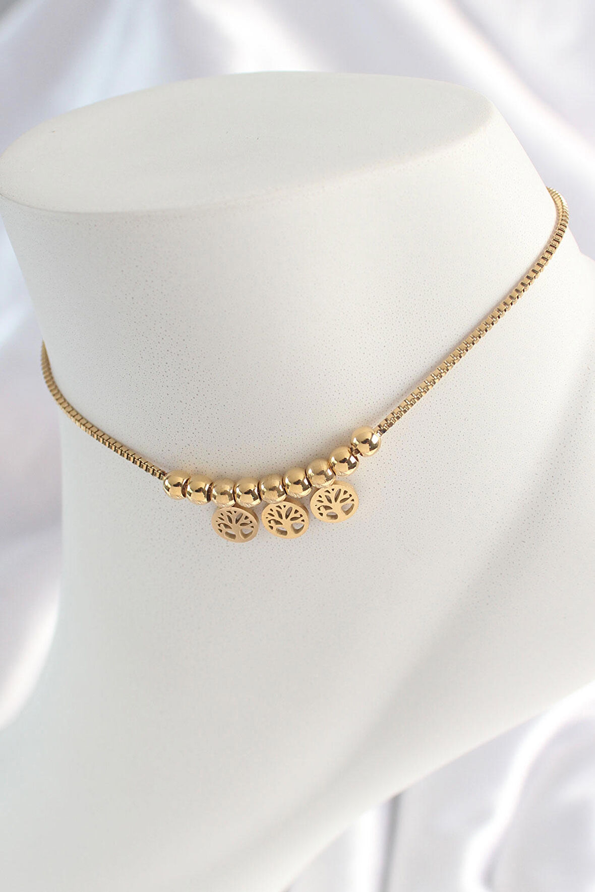 STİLLOVE 316L Çelik Gold Renk Yaşam Ağacı Figür Kadın HalHal