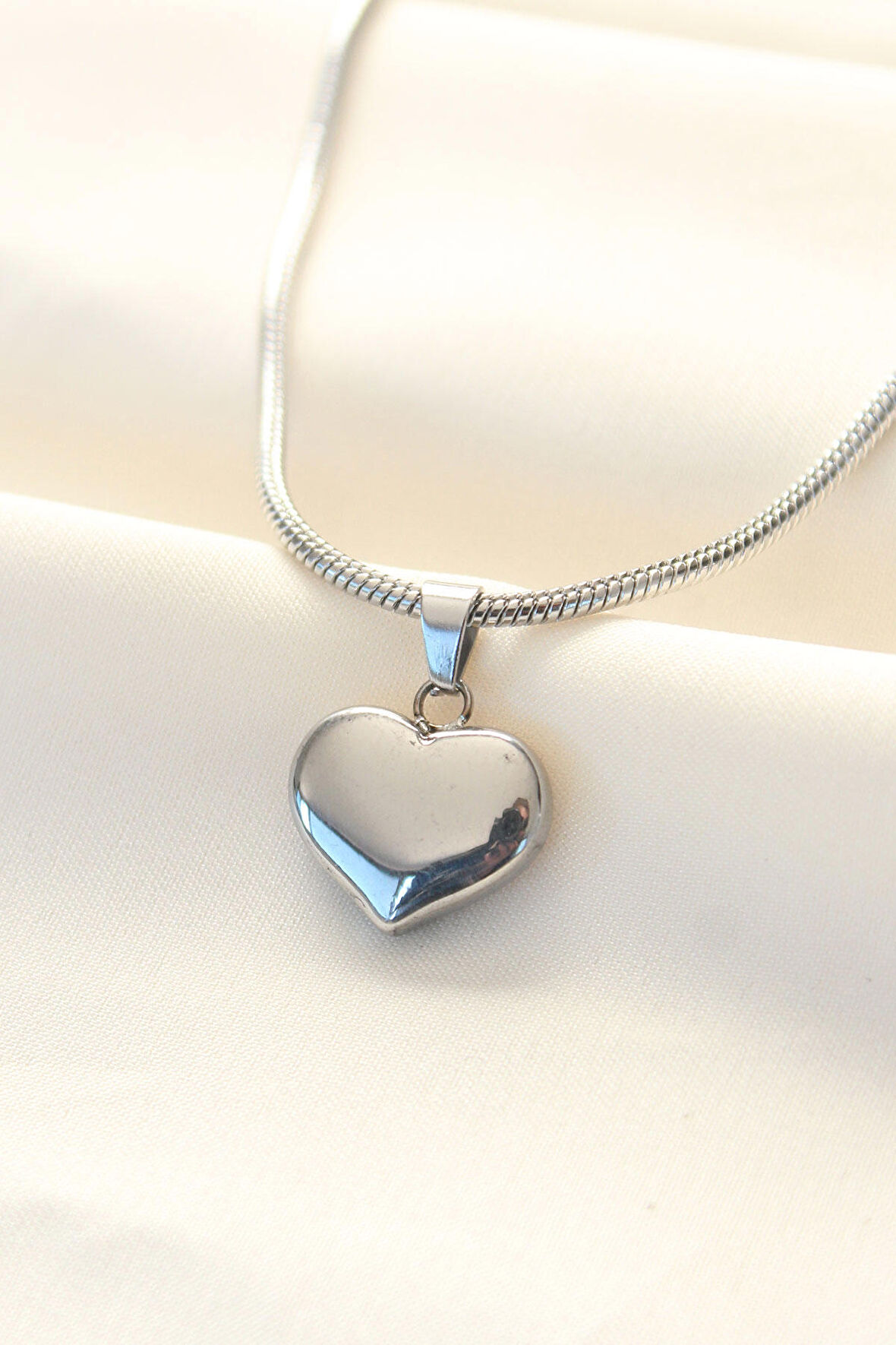 STİLLOVE 316L Çelik Gümüş Renk Kalp Kolye