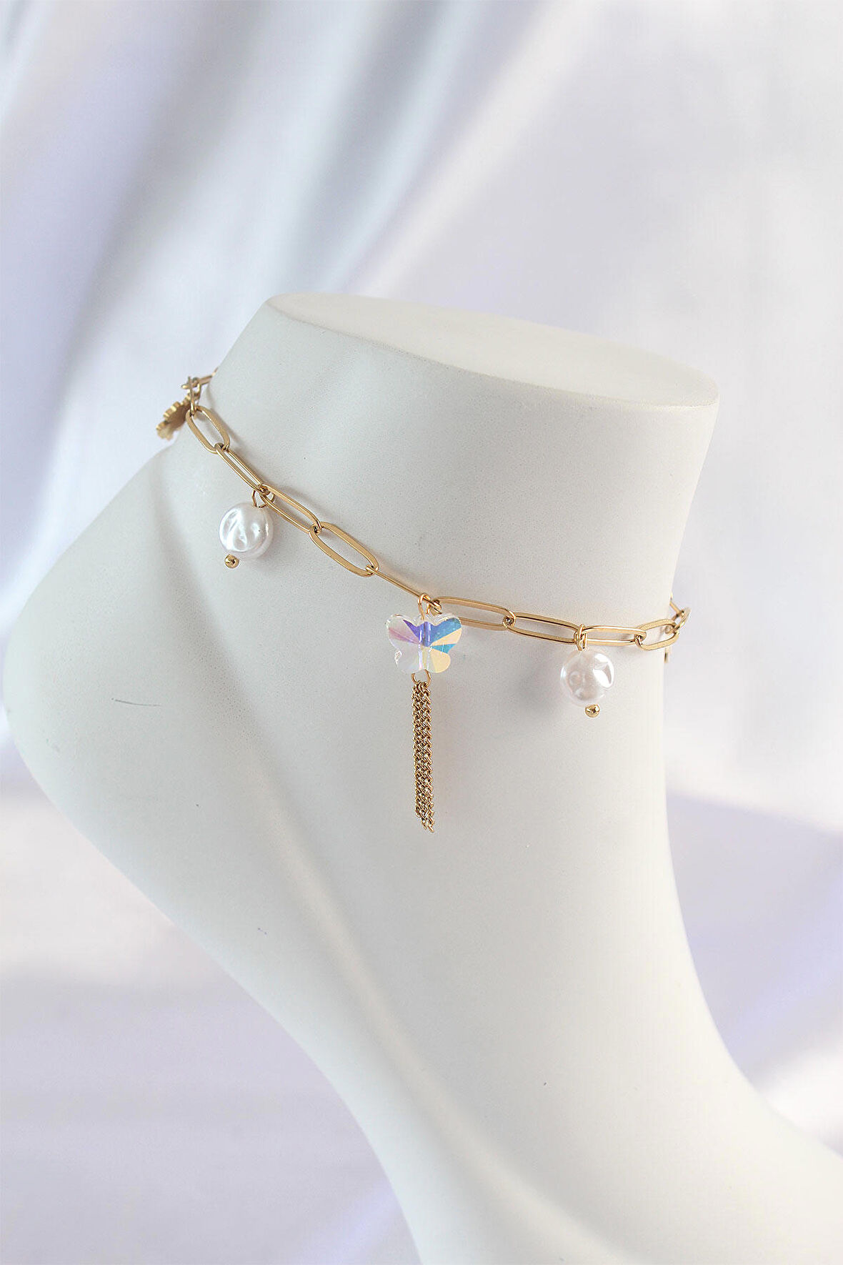 STİLLOVE 316L Çelik Gold Renk Sallantılı Kelebek Halhal