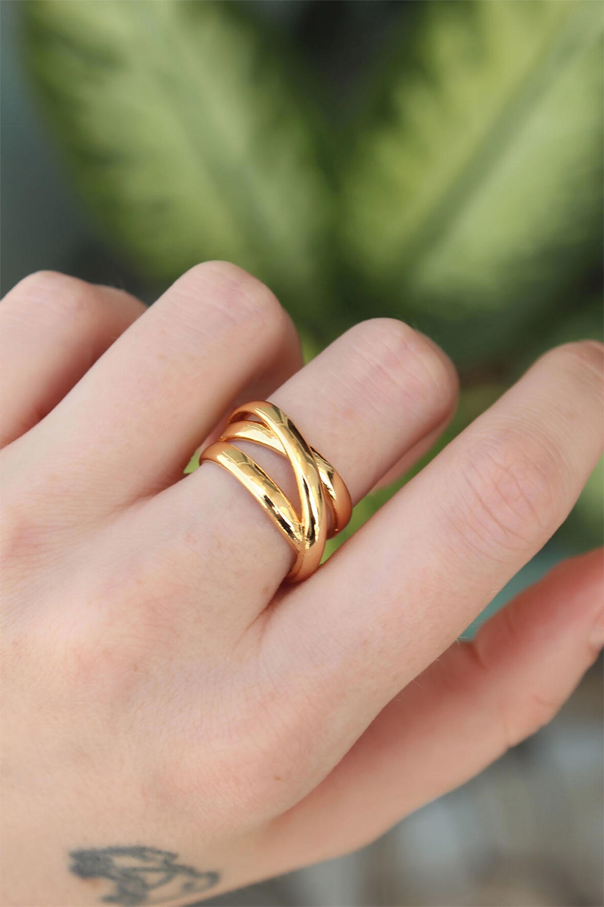 STİLLOVE Pirinç Gold Renk Ayarlanabilir Sarmal Yüzük