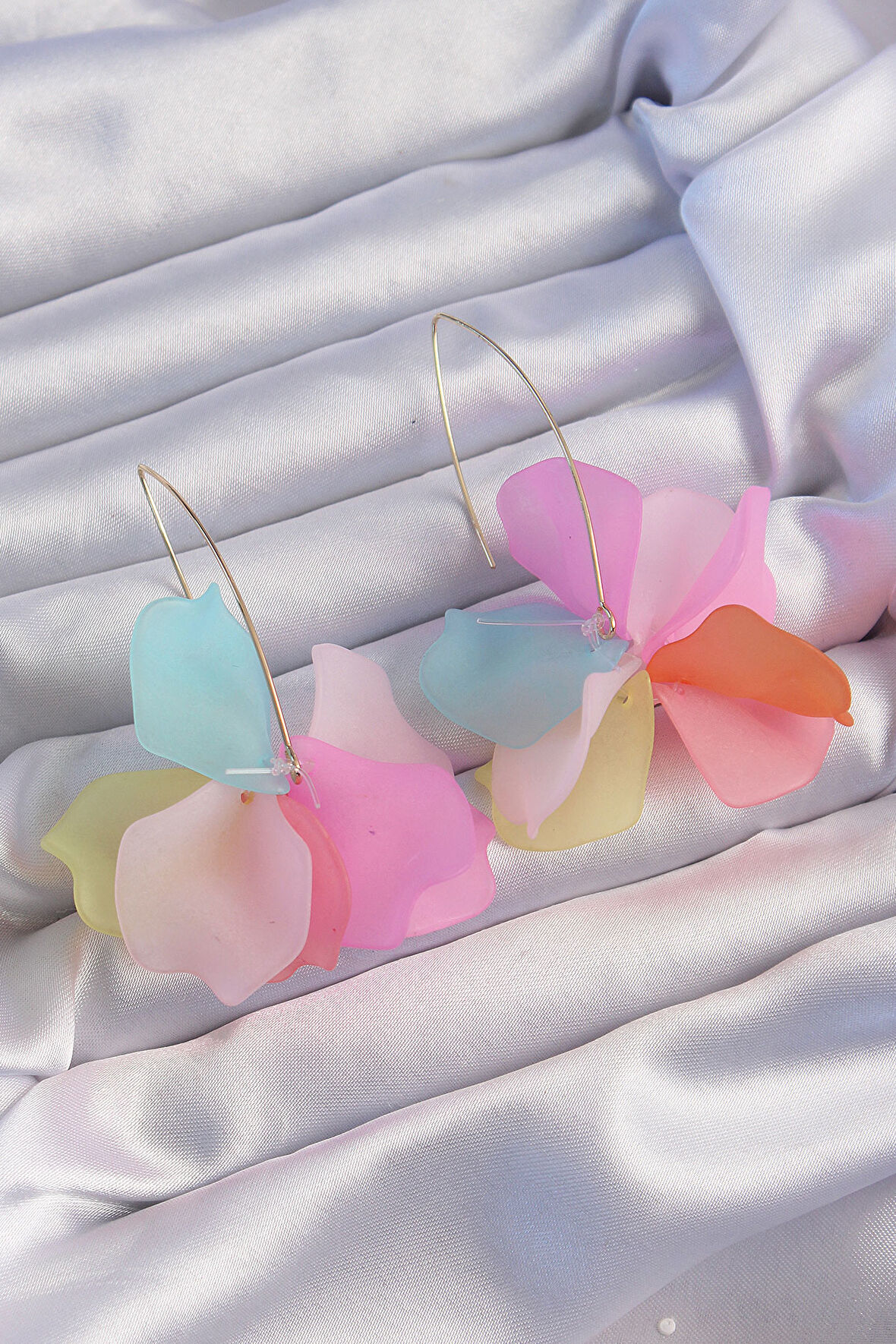 STİLLOVE Pirinç Karışık Renkli Flora Küpe