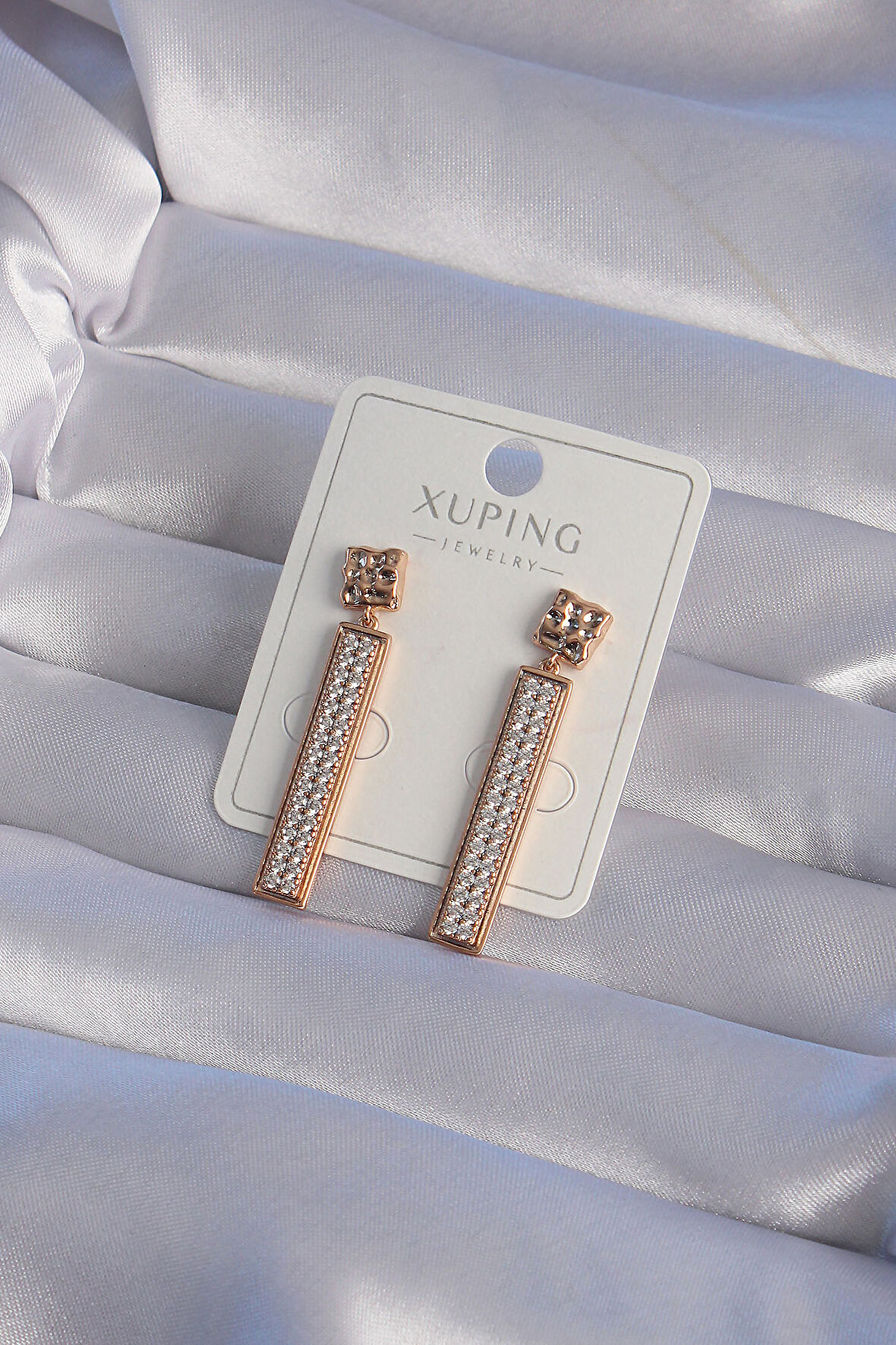 STİLLOVE XUPİNG Rose Renk Zirkon Taşlı Su Yolu Küpe