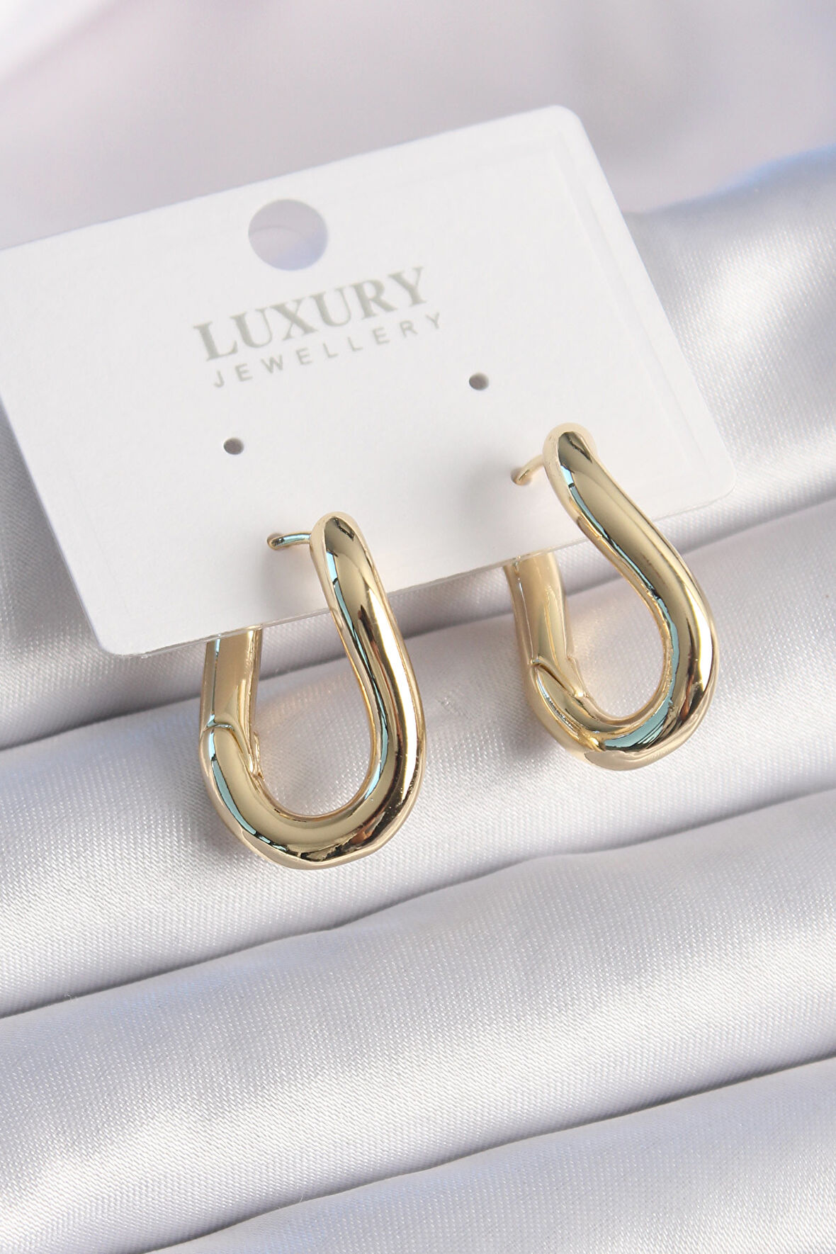 STİLLOVE Pirinç Gold Renk Halka Model Kadın Küpe