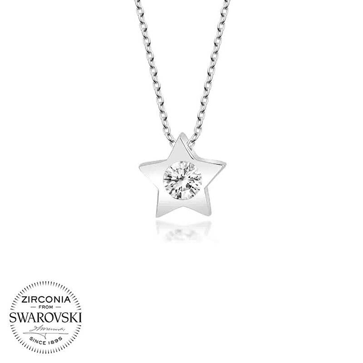 STİLLOVE Swarovski Taşlı Gümüş Yıldız Bayan Kolye