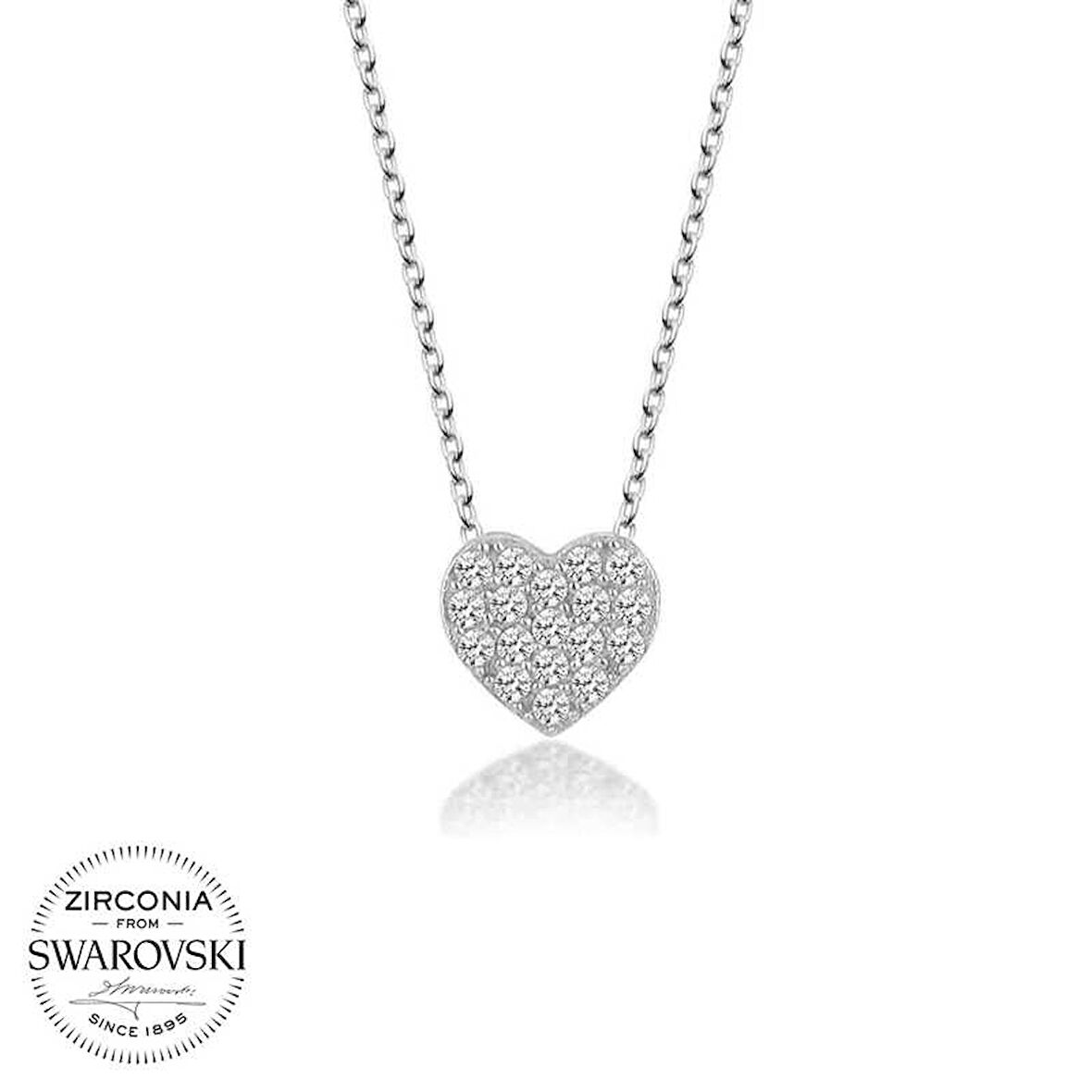 STİLLOVE Swarovski Taşlı Gümüş Kalp Bayan Kolye