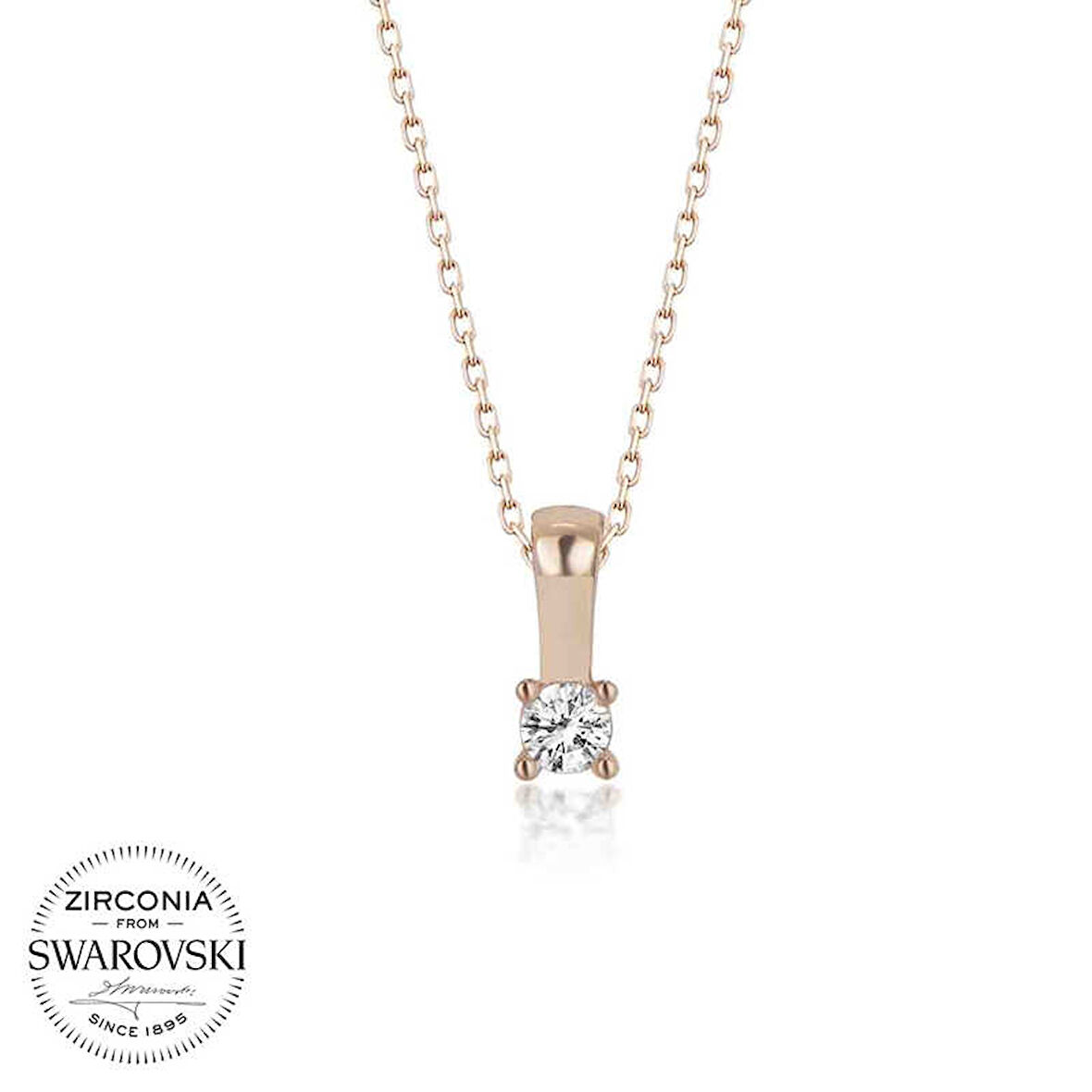 STİLLOVE Swarovski Taşlı Gümüş Tektaş Bayan Kolye