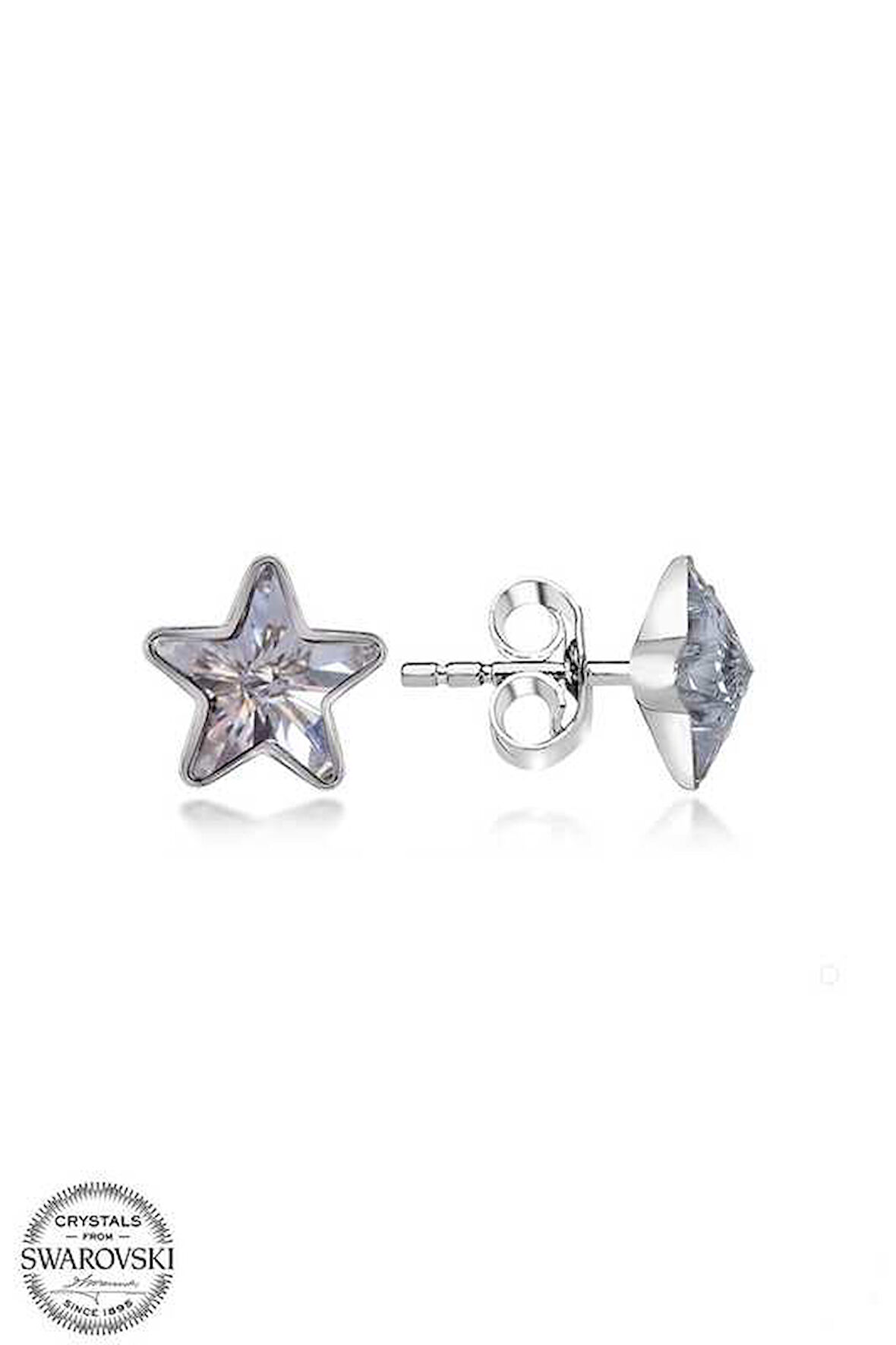 STİLLOVE Swarovski Crystal Taşlı Gümüş Yıldız Çivili Kadın Küpe