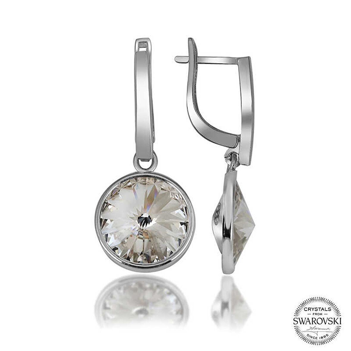 STİLLOVE Swarovski Crystal Taşlı Gümüş Beyaz Sallantılı Kadın Küpe
