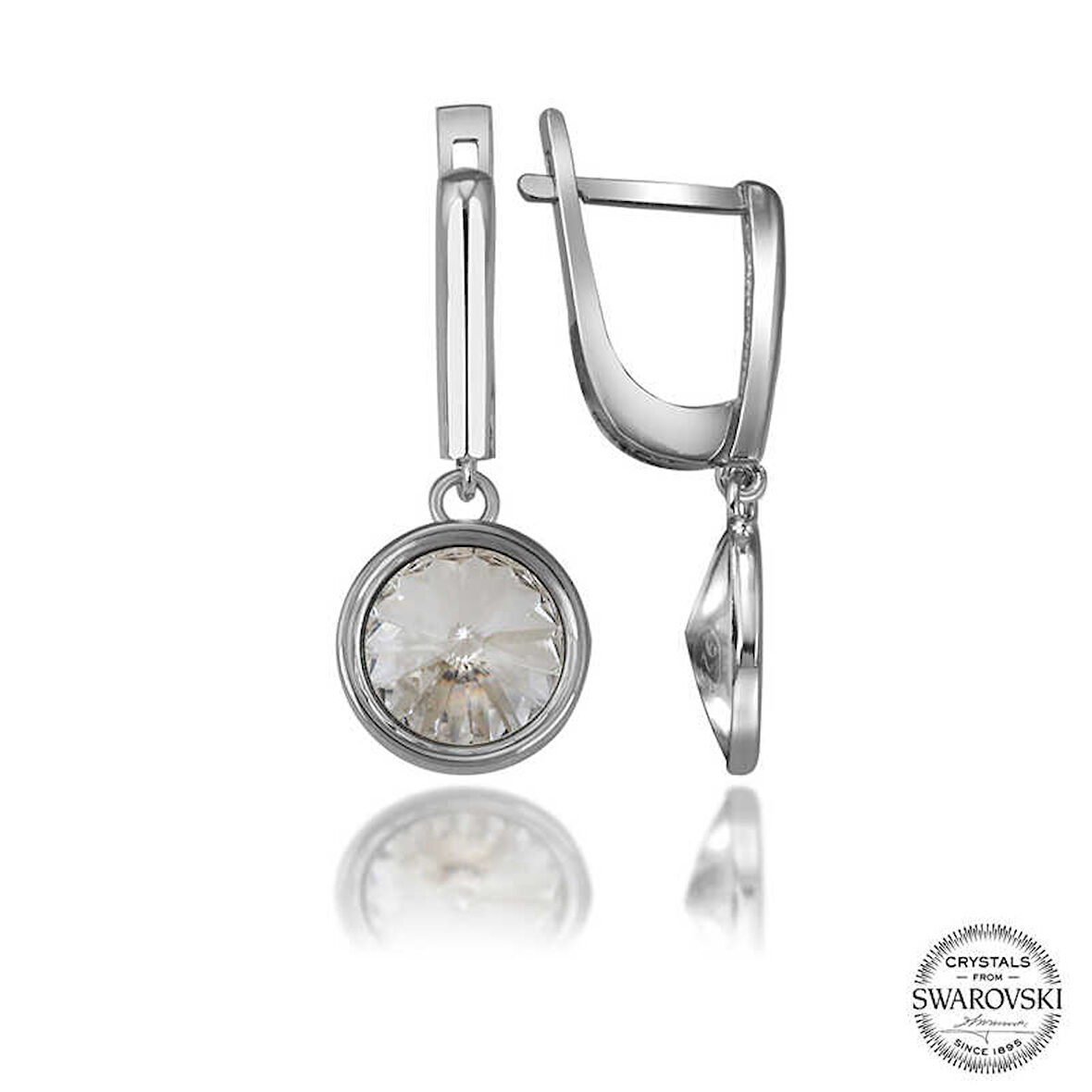 STİLLOVE Swarovski Crystal Taşlı Gümüş Beyaz Sallantılı Kadın Küpe
