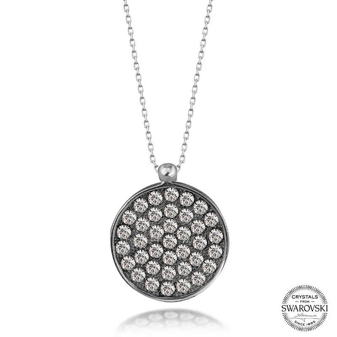 STİLLOVE Swarovski Crystal Taşlı Yuvarlak Gümüş Kadın Kolye