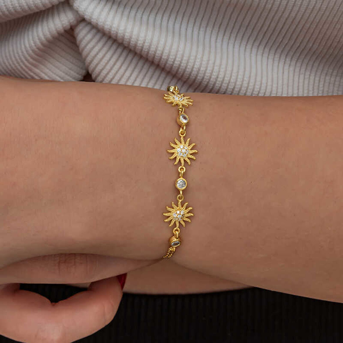 STİLLOVE Gümüş Gold Güneş Kadın Bileklik
