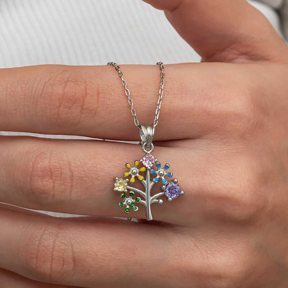 STİLLOVE Gümüş Renkli Hayat Ağacı Kadın Kolye
