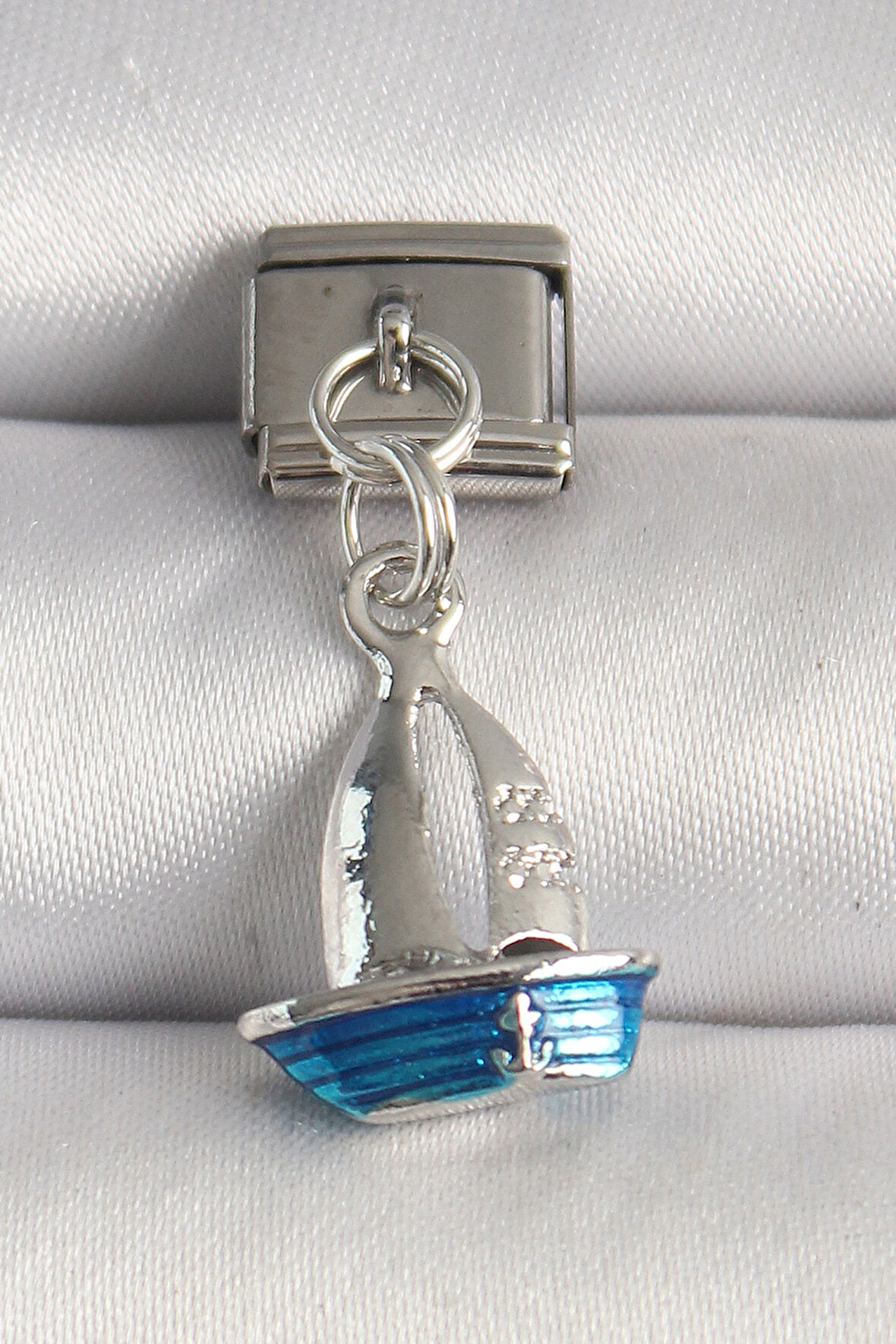 316L Çelik Gümüş Renk Mavi Yelkenli Model Nomination Charm SL11204