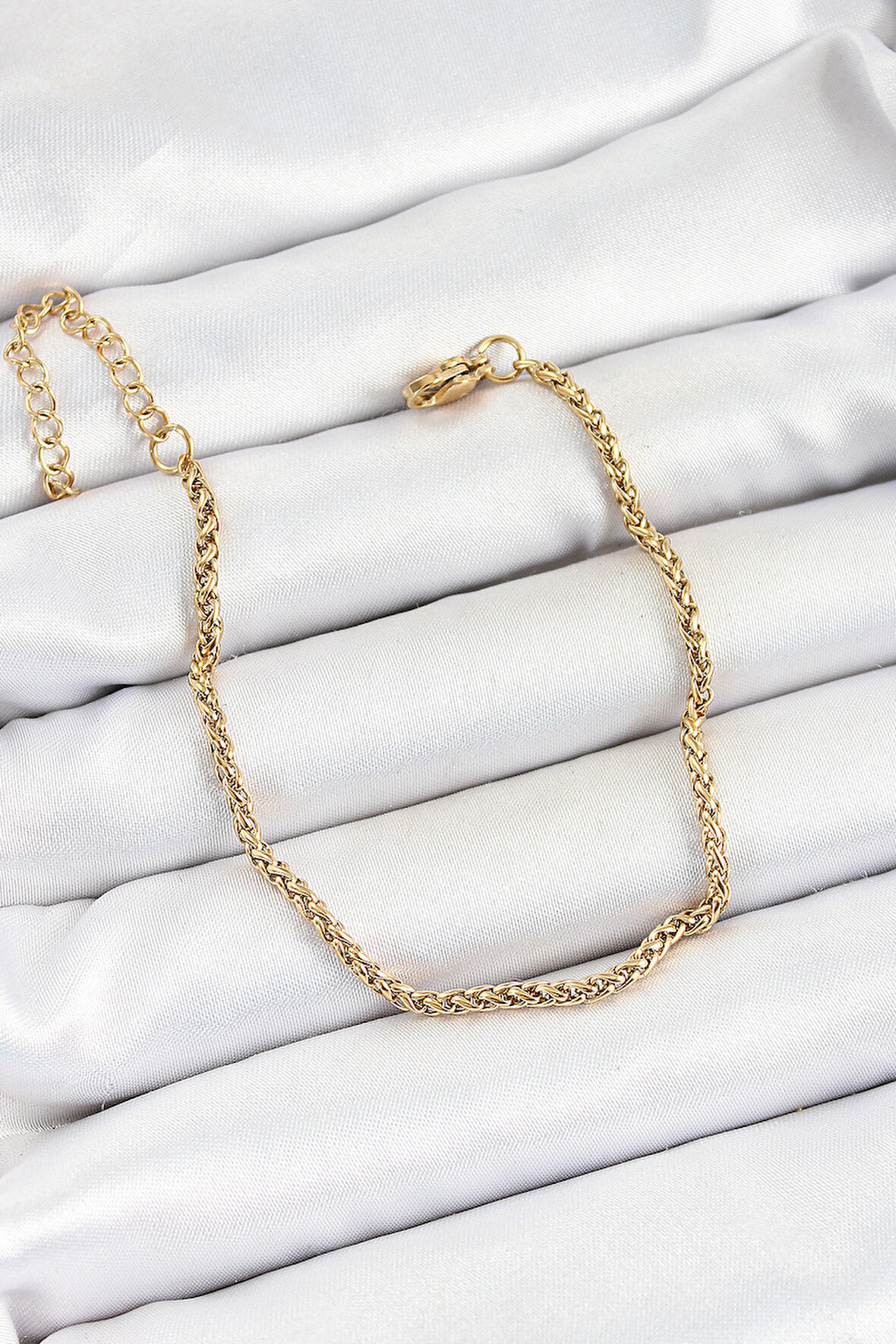 316L Çelik Gold Renk Örgü Burgu Zincir Erkek Bileklik SL12455