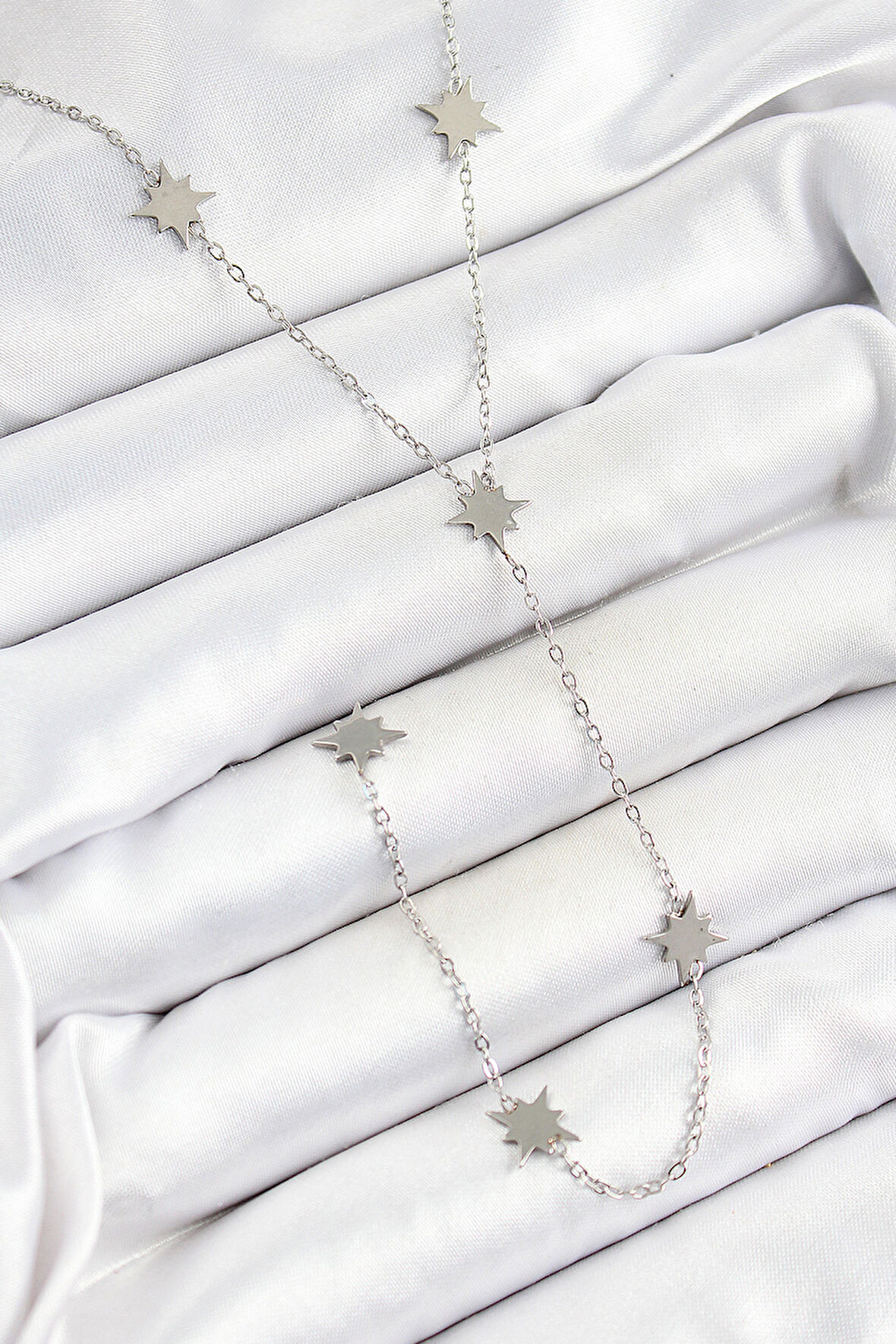 316L Çelik Kutup Yıldızı Figürlü Y Model Gümüş Renk Kadın Kolye SL12580