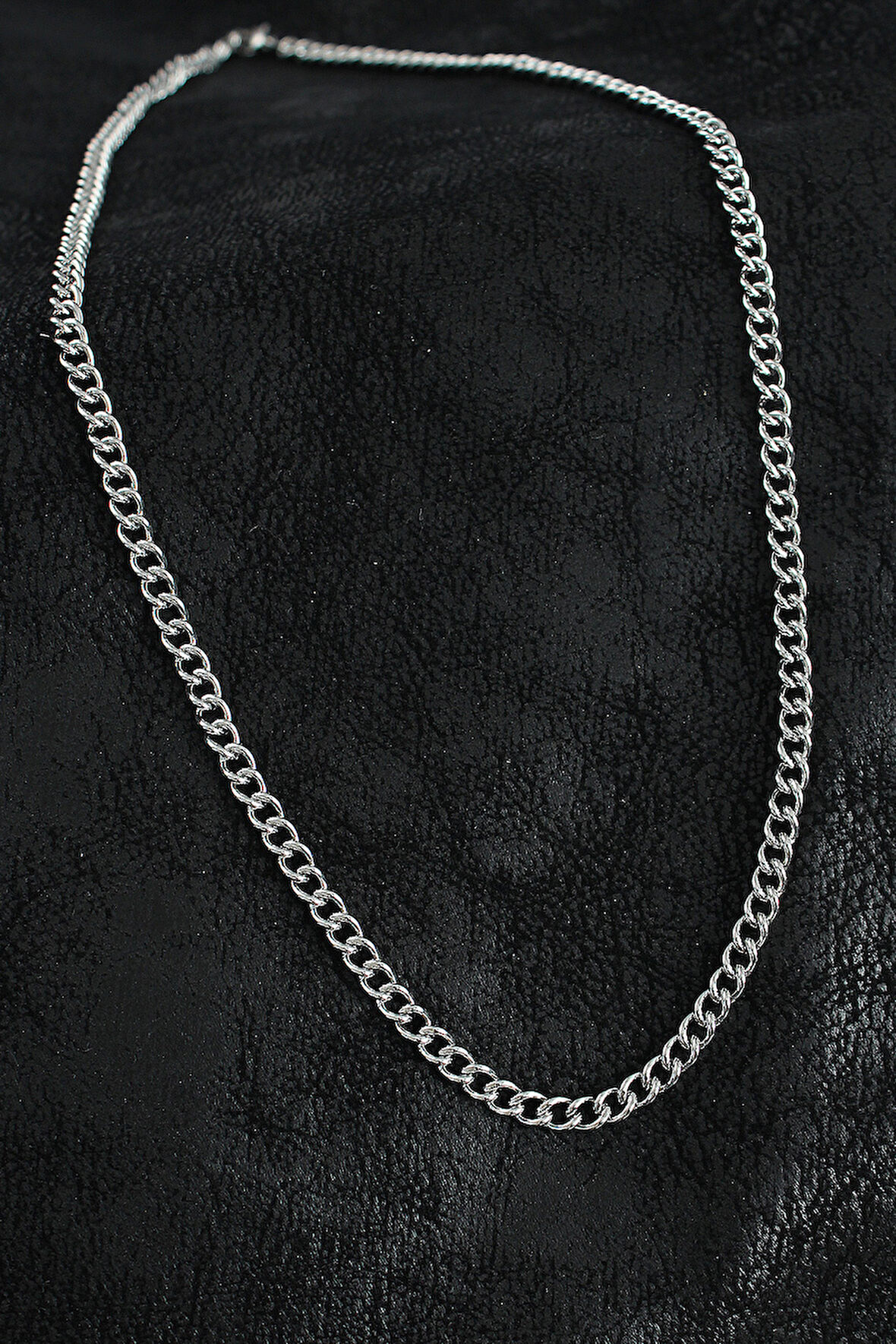 316L Çelik Klasik Oval Zincir Model Gümüş Renk Erkek Kolye