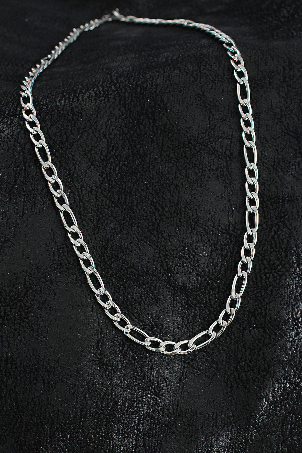 316L Çelik Kalın Figaro Zincir Model Gümüş Renk Erkek Kolye