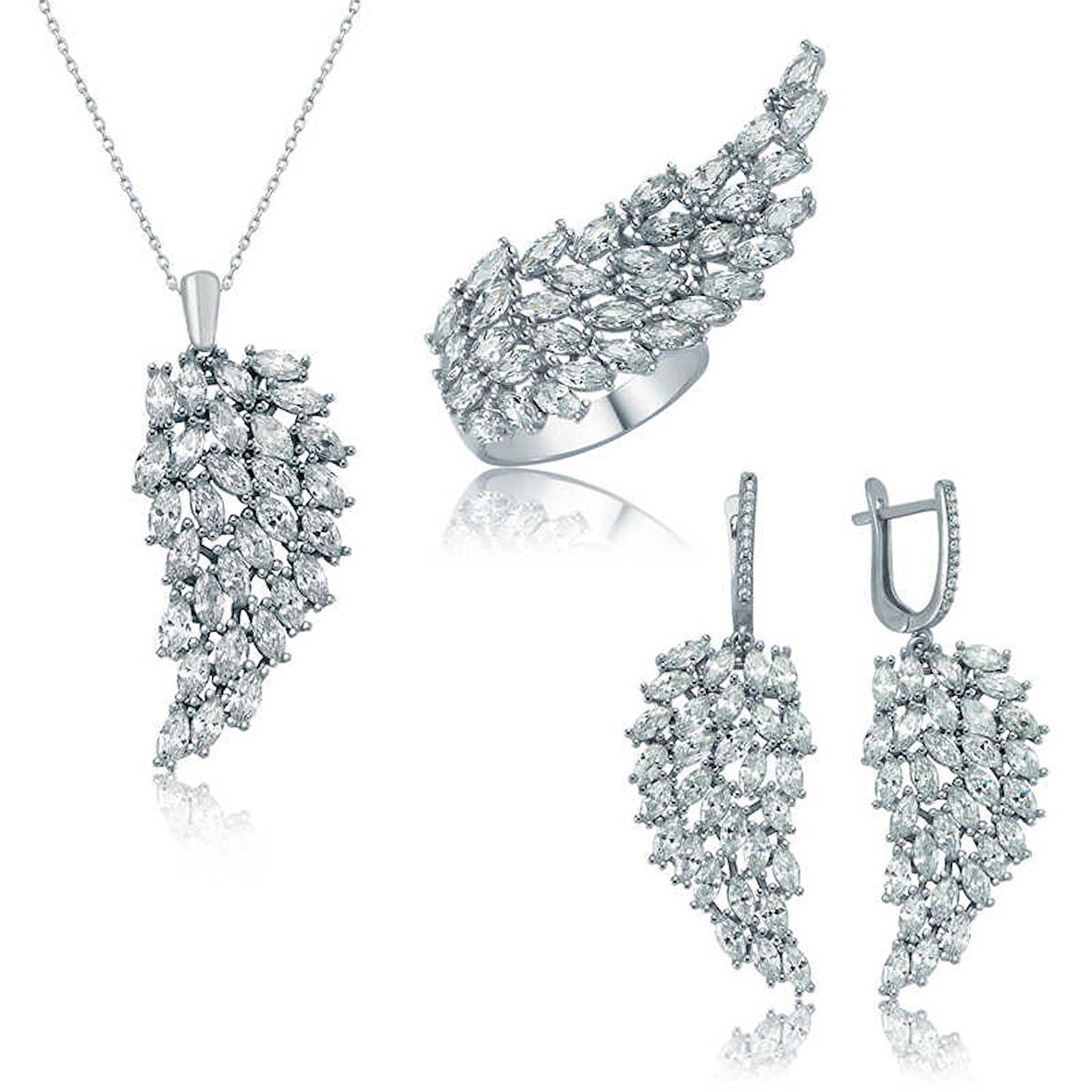 STİLLOVE Gümüş Melek Kanadı Kadın Set