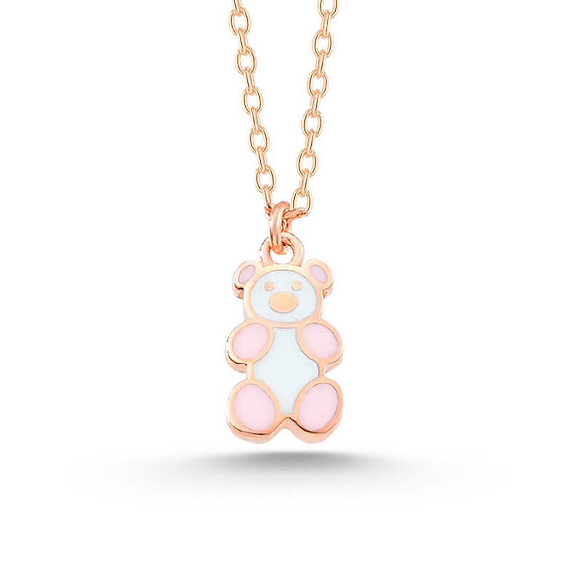 STİLLOVE Gümüş Rose Renkli Ayıcık Kadın Kolye